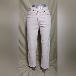 Abercrombie & Fitch The Dad High Rise Light Cream Straight Leg Jeans Size 6